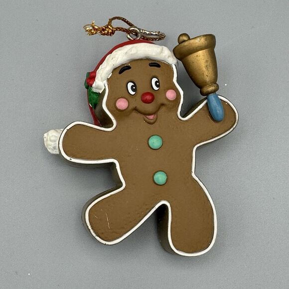 Vtg Matrix Industries Limited Gingerbread Boy Christmas Ornament Santa Hat Bell - Picture 1 of 6